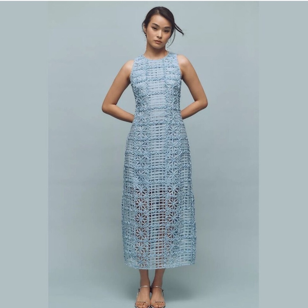 NWT! Anthropologie Endless Rose Women's Sleeveless Textured Lace Midi Dress 🎬